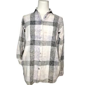 Freepeople Plaid Shirt‎ Womenns size XS 100% cotton lavender & gray (A1)